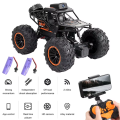 Remote Control Camera Jeep 1:18 RC Rock Crawler for Kids with WiFi FPV Live Video 720P HD High Speed Monster Truck with Phone Mount Controller Durable 2-Wheel Drive Climbing Toy High-Tech Electronic Racing Car Gift for Boys and Girls Black RC Car. 
