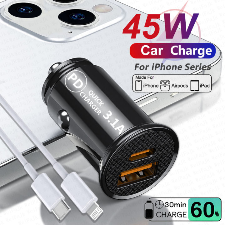 For APPLE Original PD 45W USB Type C Car Charger For iPhone