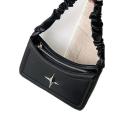 Fashion Vintage Shoulder Bag  PU Leather Black Y2k Underarm Bag Pleated Crossbody Bag for Daily Use Streetwear Accessory Fashion Enthusiasts Gift. 