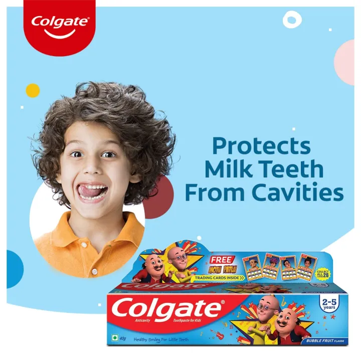 Colgate Kids Toothpaste For 2-5 Years, Motu Patlu, Bubble Fruit Flavour ...