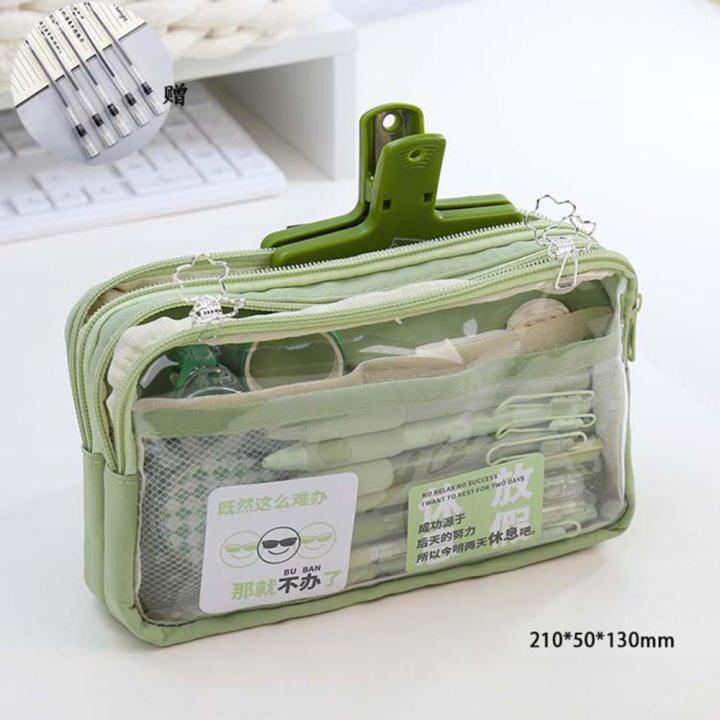Big Pencil Case Zipper Pencil Pouch Aesthetic School Supplies Large Capacity Pen Pouch Multilayers Pencil Bag