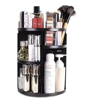 Makeup Organizer 360 Rotating Cosmetics Organizer Box DIY Adjustable Makeup Carousel Spinning Holder Storage Rack.