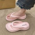 ins Internet Hot Flip-Flops Female Summer 2024 New Good-looking Thick Bottom Non-Slip Fashion Popular Going out. 