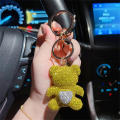 Large Ring Teddy Bear Keychain Decorative Metal Ring Cute Doll Pendant Ceramic Full Key Ring for Girls Accessories Small Gift. 