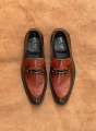 Men’s Gloss Brown Synthetic Croc Loafer. 