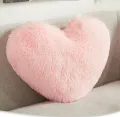 Luxury Plush Shaggy Decorative Throw Pillow, 17"x17" Inches Cute Double-sided Faux Fur Heart Pillow, Fluffy Heart Shaped Pillow with Insert, Furry Accent Pillow for Girls/Women/Kids/Children Gift, Pink. 