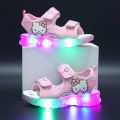【hot】 2024 Summer New Baby Girls Led Light Sandals Cute Hello Kitty Children's Casual Shoes Anti-Slip Kids Beach Shoes Outdoor Shoes. 