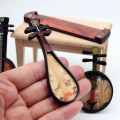Gift 1/6 1/12 Dollhouse Musical Instruments Wood Multicolor Chinese Classical Instrument Photo Props Courtesan Pattern Miniature Guzheng Pipa. 