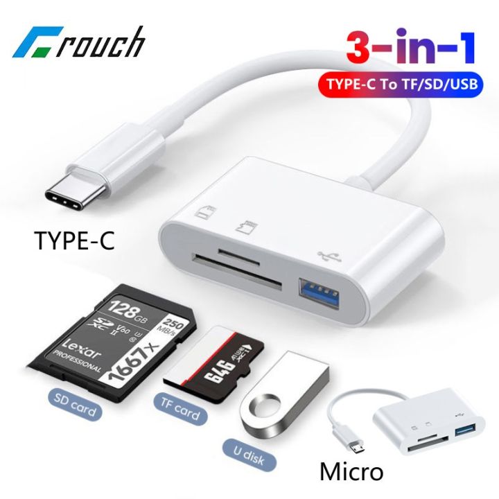 3-in-1 Type C Reader Adapter SD TF Memory Reader for Fast Read/Write ...