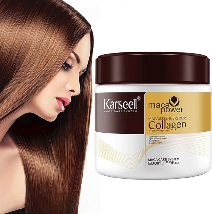 Karseell Collagen Hair Treatment Deep Repair Conditioning Argan Oil Collagen Hair Mask Essence for Dry Damaged Hair All Hair 500ml