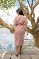 Saloni Bandage Rose Linen Midi Dress. 