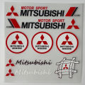 【Miga Plaza】RALLIART Reflective Sticker Mitsubishi Car Emblem Badge Decal 3D Embossed Decals  Dashboard Door Handle Rear Window Glass Decals  General. 
