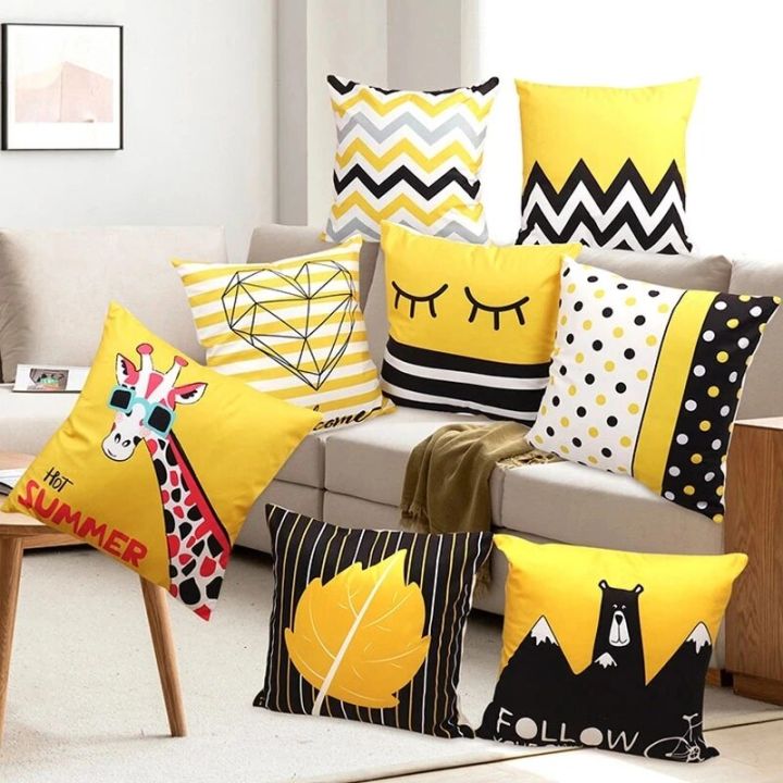 door stopper rubber Geometric Yellow Pillowcase for Sofa Decorative Cushion Cover DIY Printed Pillow Cover Home Decor 45x45cm Chair Car Cushions