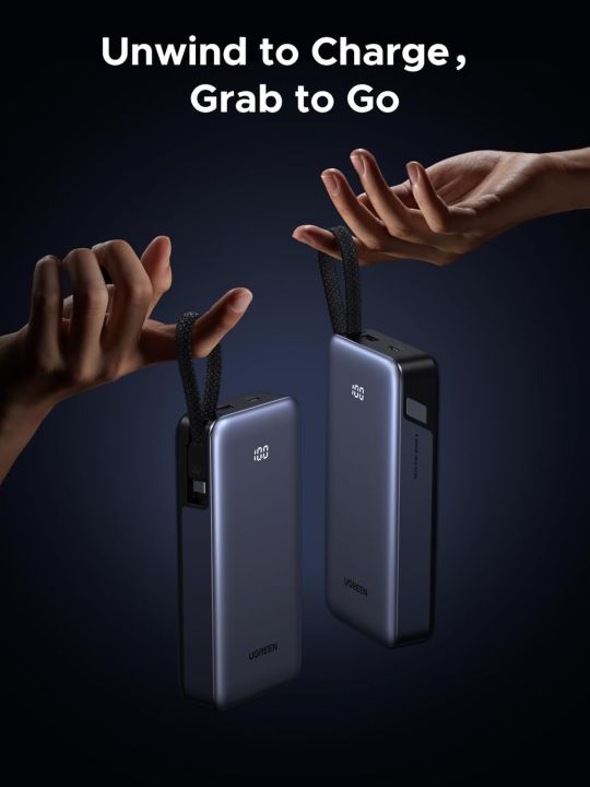 UGREEN%20Nexode%20Power%20Bank%2020000mAh%2045W%20with%20Built-in%20Cable,%20Fast%20Charging%20Portable%20Charger%20for%20iPhone%2017%20Pro/Samsung%20S25%20Ultra/iPad%20Pro,%203-Port%20External%20Battery%20Pack%20with%20Digital%20Display,%20Travel%20Ready%20PB536%20-%2055988B%20-%20Image%204