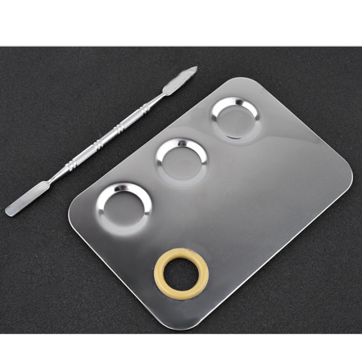 Makeup%20Palette,%20Stainless%20Steel%20Metal%20Mixing%20Palette%20with%20Spatula%20Artist%20Tool%20for%20Mixing%20Foundation%20Nail-Art%20-%20Image%203