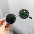 MUYE Round kids sunglasses Flower Baby Children Shades Sun Glasses Girls Cute Half Frame Metal Eywear UV400. 