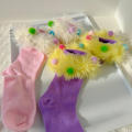 Girl Socks Candy Colored Socks Plush Ball Socks Middle Tube Socks Fluffy Fur Socks. 