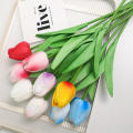 Realistic Artificial flowers Lifelike Home Outdoor Tulip bouquet Long-lasting Vase decor PU flowers for Wedding ceremonies. 