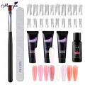 Monja 7Pcs/Set Nail Art UV Builder Gel Nail Quick Extension Color Nail Tip French Nail Tip Form DIY Manicure Tool Set. 