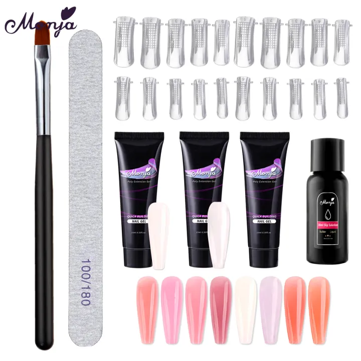 Monja 7Pcs/Set Nail Art UV Builder Gel Nail Quick Extension Color Nail Tip French Nail Tip Form DIY Manicure Tool Set