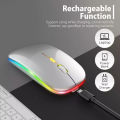 【FOOT SOFA】  Wireless Silent Mouse Bluetooth+2.4G Wireless USB Rechargeable With Power Display RGB LED Mice USB Optical Mouse For PC Laptop. 