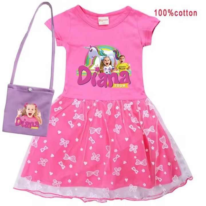 Diana%20and%20Roma%20Show%20Clothes%20Baby%20Girls%20Casual%20Dresses%20Kids%20Cartoon%20Clothes%20Children%20Short%20Sleeve%20Wedding%20Dress%20with%20Small%20Bag%20-%20Image%204