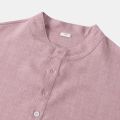 IELGY Men's shirt new solid color stand collar short sleeve shirt slim fit top. 