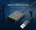 ORICO Sound Card External USB Interface 3.5mm Stereo Microphone Audio Volume Adjustment Free Drive Adapter for Laptop PS4 Headse. 