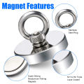 Super Strong Magnets N52 Iman Ima Magnetic Fishing Magneat with Countersunk Hole Eyebolt for Salvage Magnetic Fishing. 