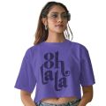 Trending Fashion Korean Style Baggy Purple Color Oh La La Top Loose-Fitting / Over-Sized Baggy T Shirt Single Jersey Cotton Fabric 180-190 Gsm Tops Casual Loose Fit Office Wear T-Shirt /Tshirt/ Blouse For Women/ Fitted Ladies / Girls In S, M, L, Xl Sizes. 