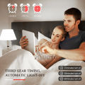 Auoyo Rechargeable LED Table Lamp   Bed Night Light with Clock 10 Level Brightness Desk Lamp for Reading Working Studying. 