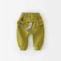 Autumn Winter Animal Style Children Plus Velvet Thicken Fashion Pants Boy Girl Baby Cute Cartoon Striped Cotton Casual Trousers. 
