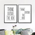 tois Think Outside The Box Letter Canvas Painting Inspirational Motivational Black Typography Poster Wall Art Modern Print Pictures. 