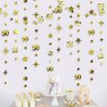 【Petalfall】Gold 80th Happy Birthday Banners Decorations Circle Star Garland Paper Hanging 80 Year Old Birthday Party Supplies. 