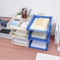 New Three-Layer File Rack Vertical Plastic A4 File Tray Stackable File Storage Rack for Home Office School. 