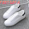 【FOOT SOFA】Women Sneakers Fashion Breathble Vulcanized Shoes Women Pu leather Platform Shoes Women Lace up Casual Shoes White. 