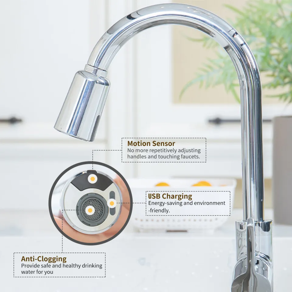Touchless Faucet, Touchless Faucet Adapter, 2 Modes Automatic Motion Sensor Adapter, Water Saving Bathroom for Kitchen and Bathroom