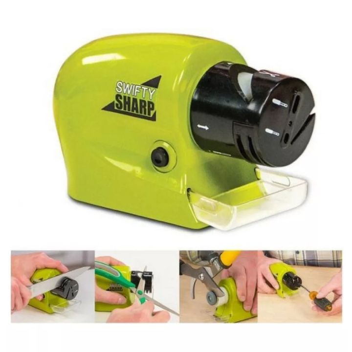 Swifty Sharp Knife Sharpener / Knife Sharpener / Swift Sharp Cordless, Motorized Knife & Scissor Blade Sharpener