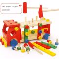 Children's Wooden Disassembly Assembly Engineering Car Nut Car Screw Toy Variety Combination Shape Building Blocks Toys. 