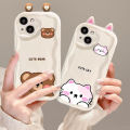 Phone Case For OPPO A58 4G A79 A18 A38 A9 A5 2020 A94 5G F17 F19 F11 F9 Reno 4 5 6 7 Pro Back Cover Casing 3D Cartoon Couple Cute Bear Frog Eyes Cat Ears Silicone Soft Shockproof Anti-falling Fashion Trendy Wavy Edge. 