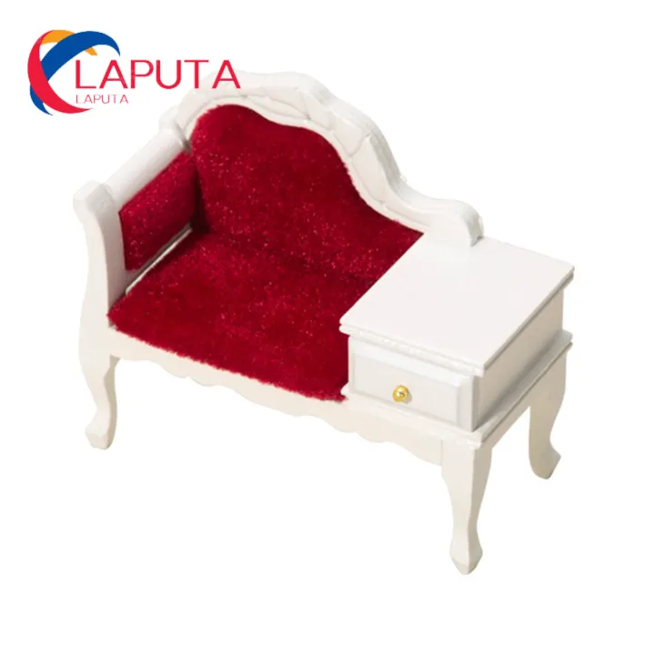1/12 Mini Furniture Model Wooden Sofa Table with Drawer Cabinet Cute Micro Scene Decoration Craft Simulation Sofa Chair DIY Dollhouse Accessories Children Toy Gift