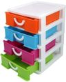 Table Top Storage Box with 4 Drawers , Versatile SS Plastic 4 Drawer, Organizer for Office Supplies, Makeup, or Small Accessories. 