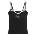New Women's lace trim top sweet vest camisolet lace lettering cute sleeveless tank top for girls summer u-neck crop top. 