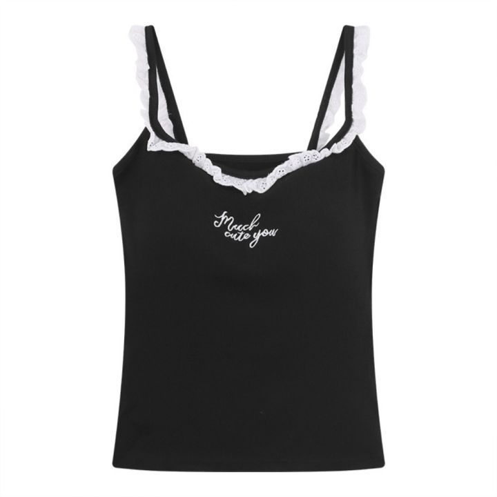 New%20Women's%20lace%20trim%20top%20sweet%20vest%20camisolet%20lace%20lettering%20cute%20sleeveless%20tank%20top%20for%20girls%20summer%20u-neck%20crop%20top%20-%20Image%209