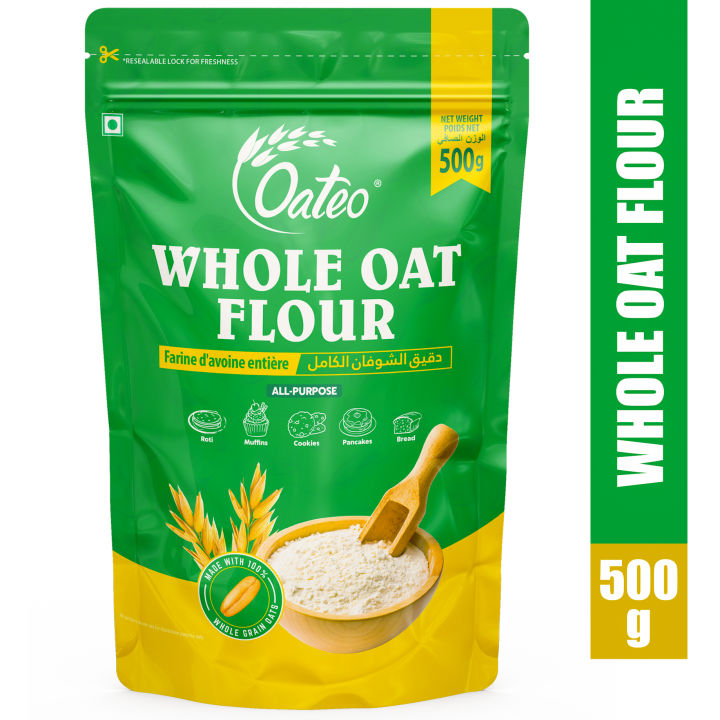 Oateo Oat Flour – 500g – 100% Wholegrain – High Fiber & Protein – Ideal for Baking & Cooking