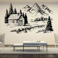 【Folio & Light】Mountains House Near The Lake Nature Vinyl Home Decor Living Room Wall Sticker Interior House Decoration Landscape Decals 3c13. 