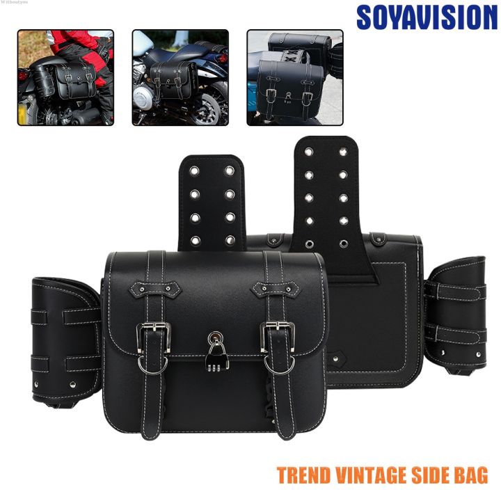 Withoutyou DynaSportster Rack With Cup Leather PU Saddle Universal New style Motorcycle Saddle Bag Side Duffle Bag Softail