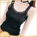 Enigma- Women Vest Stylish Lace Trimmed Tank Top for Women Slim Fit Sleeveless Camisole for Summer Streetwear U-neck Solid Color Vest Women Summer Top. 