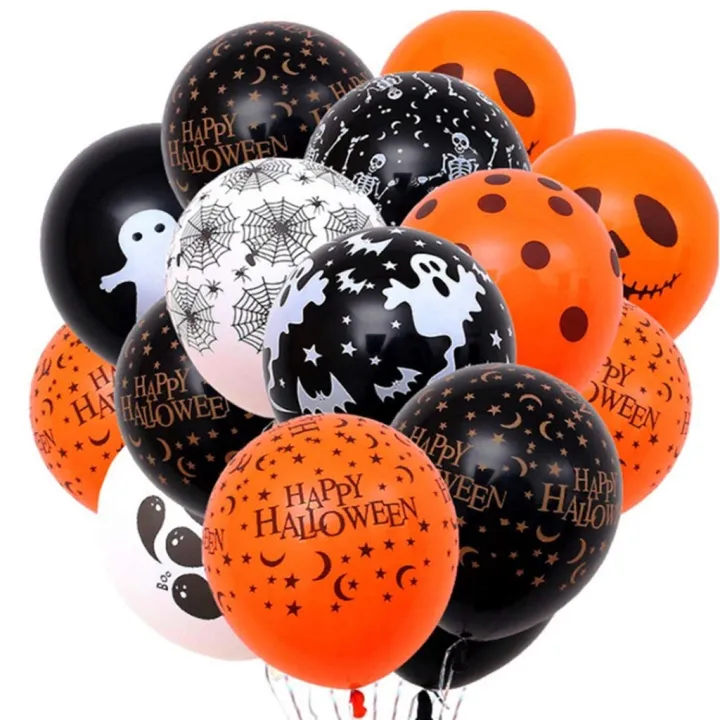 10 Pcs Halloween Pumpkin Latex Balloon 12 Inch  Party Balloons Black Orange Kids Toys