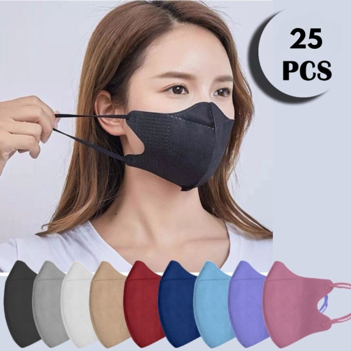 25pcs Duckbill Face Mask Premium Quality White Black, White,Green,Blue,Maroon,Pink